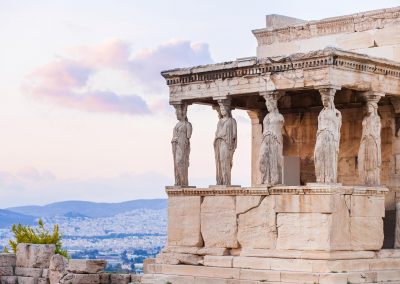 Detail of Erechtheion in Acropolis of Athens, Greece